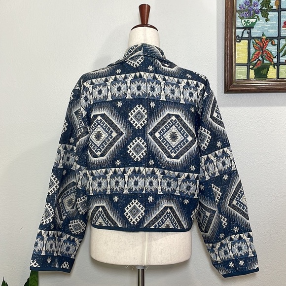Boho Woven Aztec Sparkle Design Tapestry Jacket Coat Size Large - Picture 5 of 11